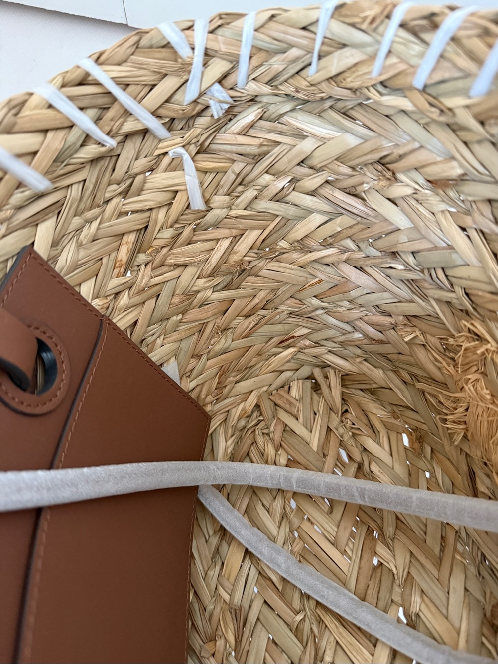 Anya Hindmarch Natural Woven Basket Tote with Brown Leather Handles - Picture 13 of 15